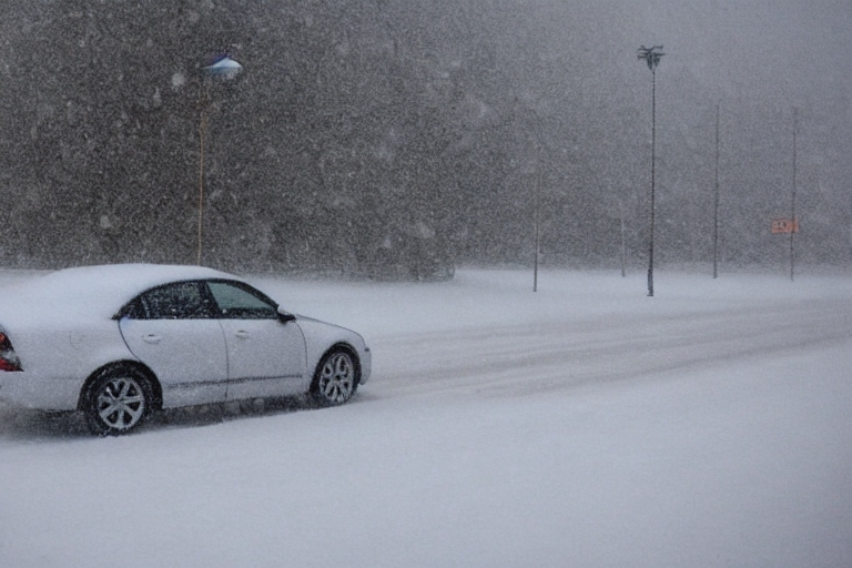 雪で渋滞発生。車が立ち往生寸前！のイメージ