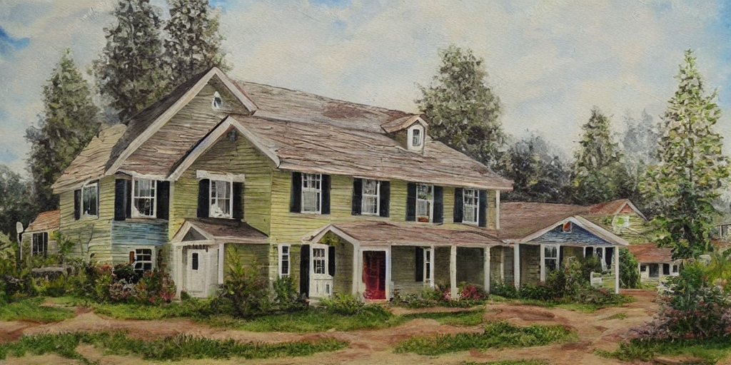 外壁塗装する家のイラストイメージ