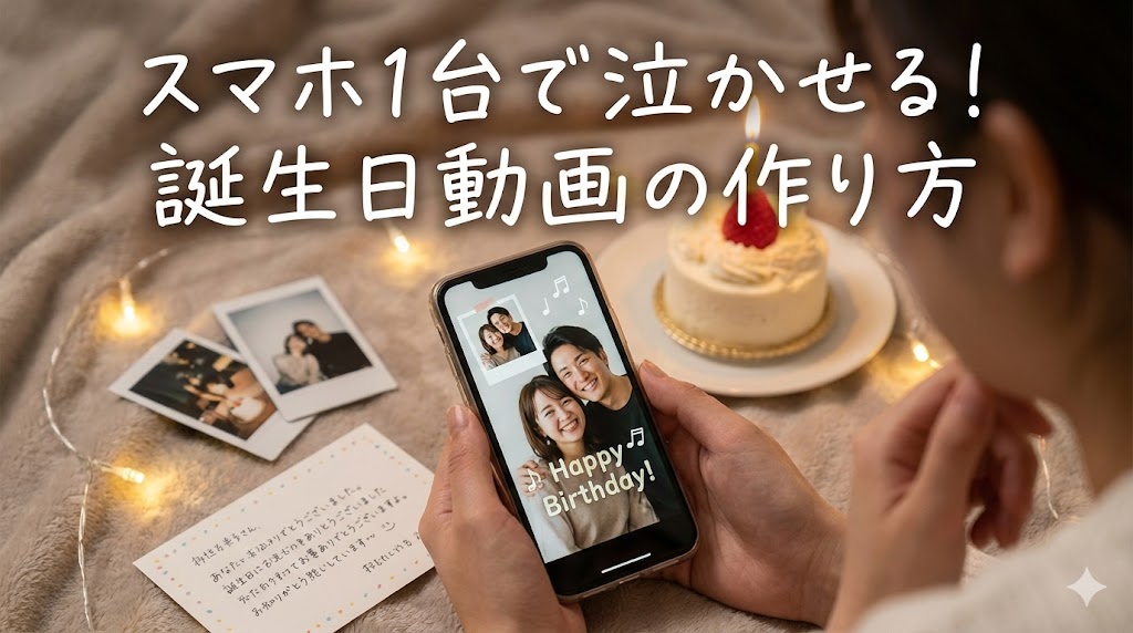 【保存版】スマホ1台で泣かせる!初心者でも作れる誕生日ムービー・動画の作り方とおすすめ無料アプリ