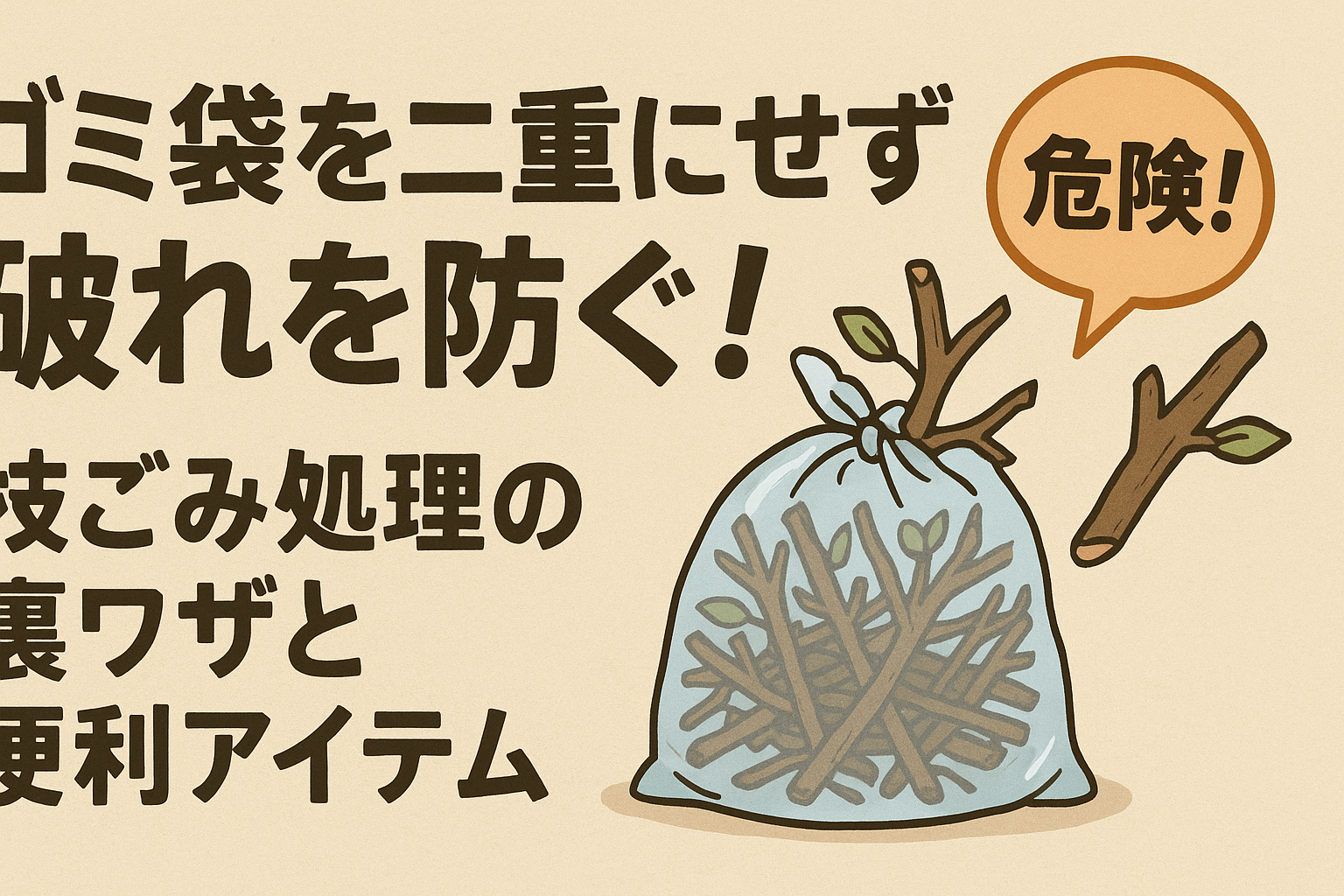 ゴミ袋を二重にせず破れを防ぐ！枝ごみ処理の裏ワザと便利アイテム
